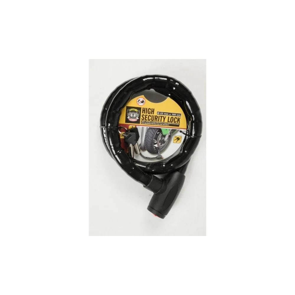 LUCCHETTO A CATENA PER RUOTA BICI MOTO SCOOTER BICILETTA DA 1 METRO 22MM NERO - TrAdE Shop Traesio