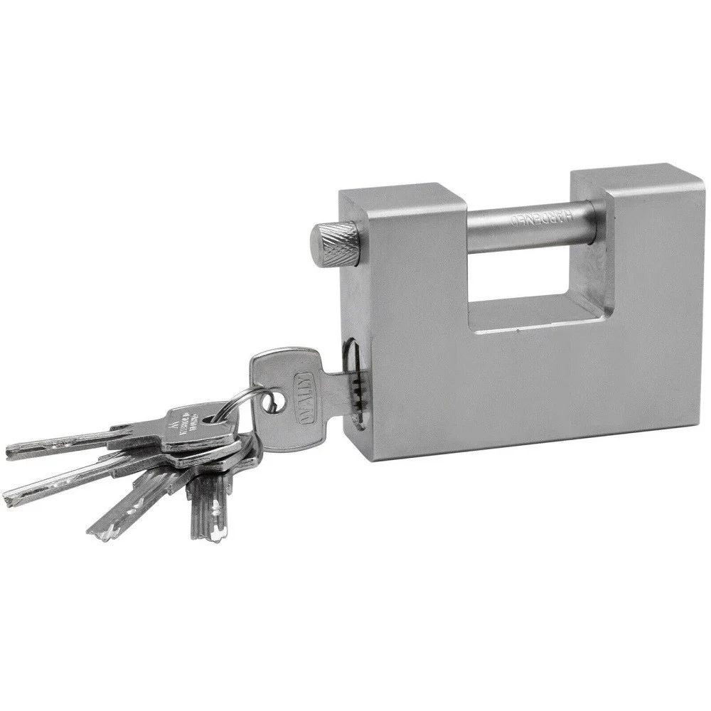 LUCCHETTO CORAZZATO IN ACCIAIO TEMPRATO ANTISCASSO CATENACCIO PER SERRANDE 84MM - TrAdE Shop Traesio