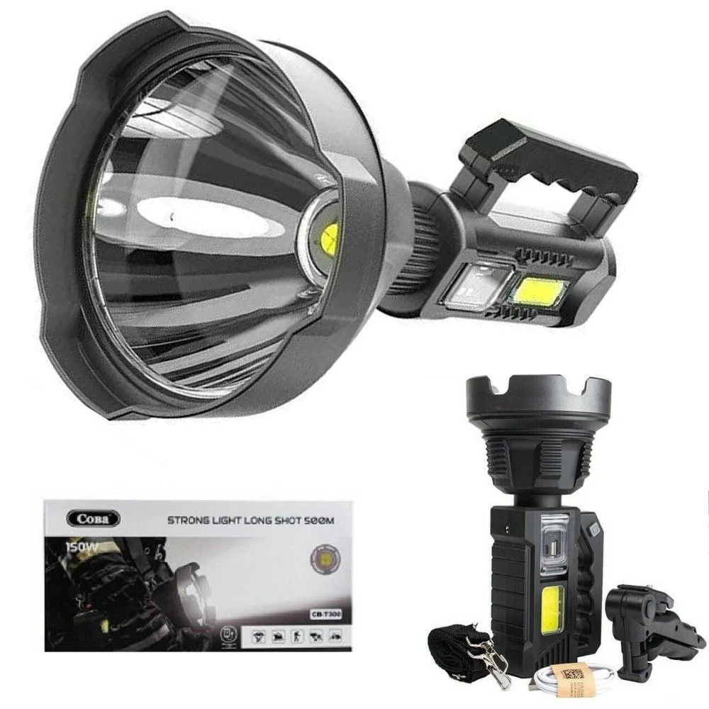 LUCE LAMPADA TORCIA RAGGIO LUNGO 300+ METRI 150W PESCA CACCIA MONTI COBA CB-T300
