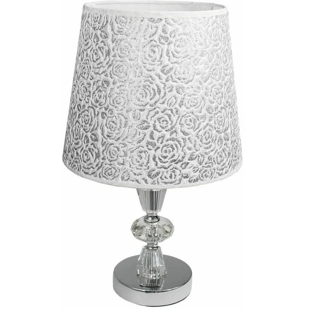 LUME DA COMODINO MODERNO ABAT JOUR LUMETTO TAVOLO ACCIAIO PARALUME GLITTER D19A - TrAdE Shop Traesio