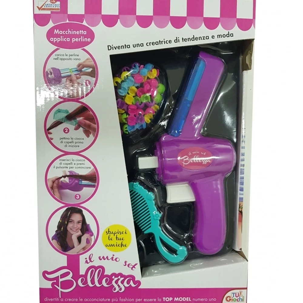 MACCHINA APPLICA PERLINE COLORATE ACCESSORI CAPELLI BELLEZZA BEAUTY GIOCO BIMBE - TrAdE Shop Traesio