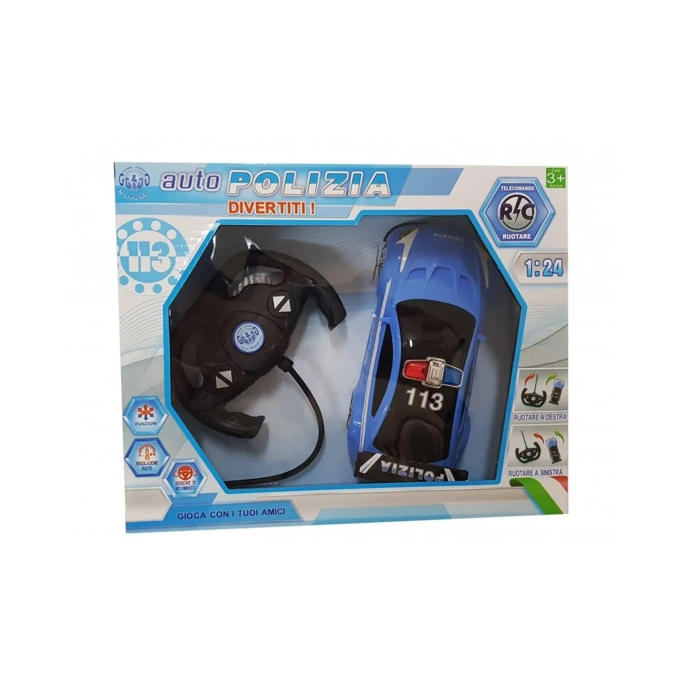 MACCHINA POLIZIA 113 TELECOMANDATA RC 1:24 LUCI GIREVOLE SENSORE GIOCO BAMBINI - TrAdE Shop Traesio