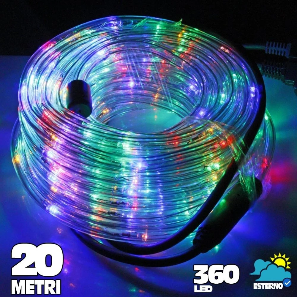 TUBO LUMINOSO A LED 360 LUCI MULTICOLOR 20 METRI PER USO ESTERNO + CONTROLLER - TrAdE Shop Traesio