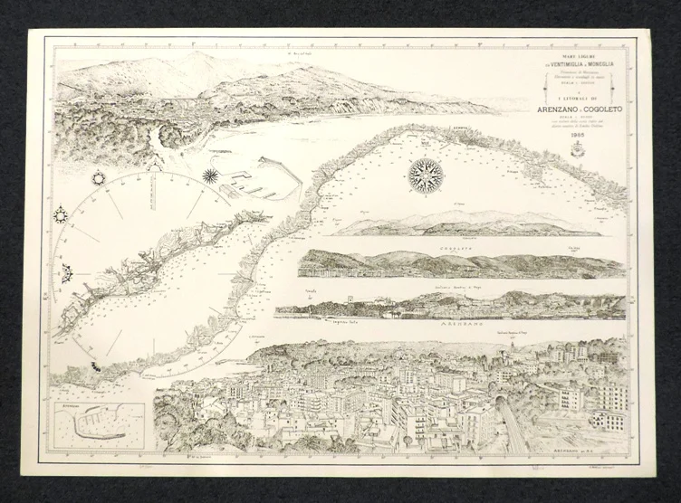carta – mare ligure da ventimiglia a moneglia e i litorali di arenzano e cogoleto (1985) - Arredamento marinaresco