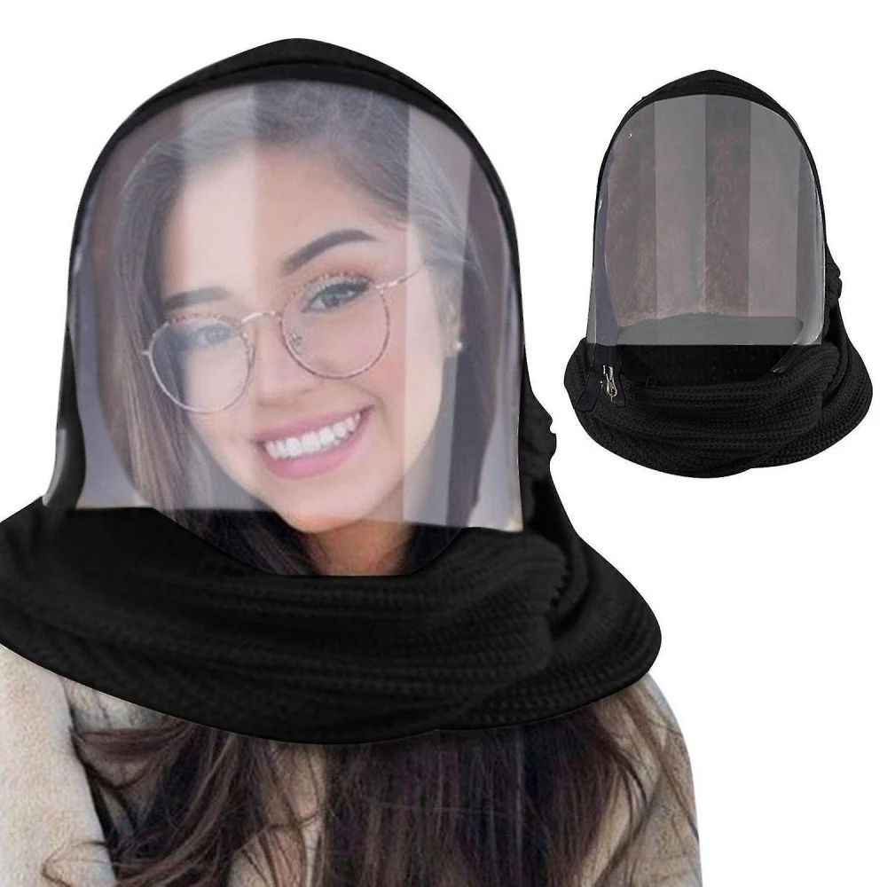 MASCHERA INTEGRATA PER VISO TRASPARENTE CAPPELLO CALDO SCIARPA ZIPPER FLIP COVER - TrAdE Shop Traesio
