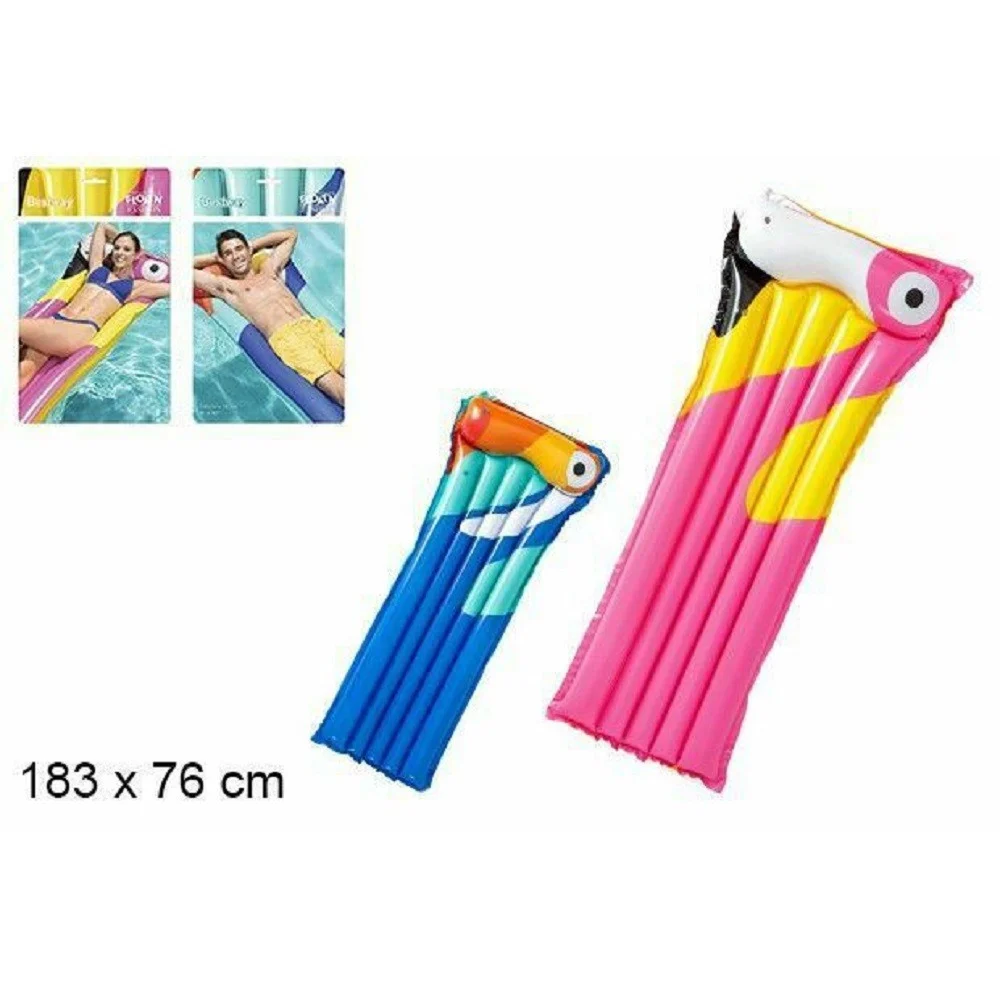MATERASSINO GONFIABILE MARE PISCINA SPIAGGIA STAMPA UCCELLO TROPICALE 183X76CM - TrAdE Shop Traesio