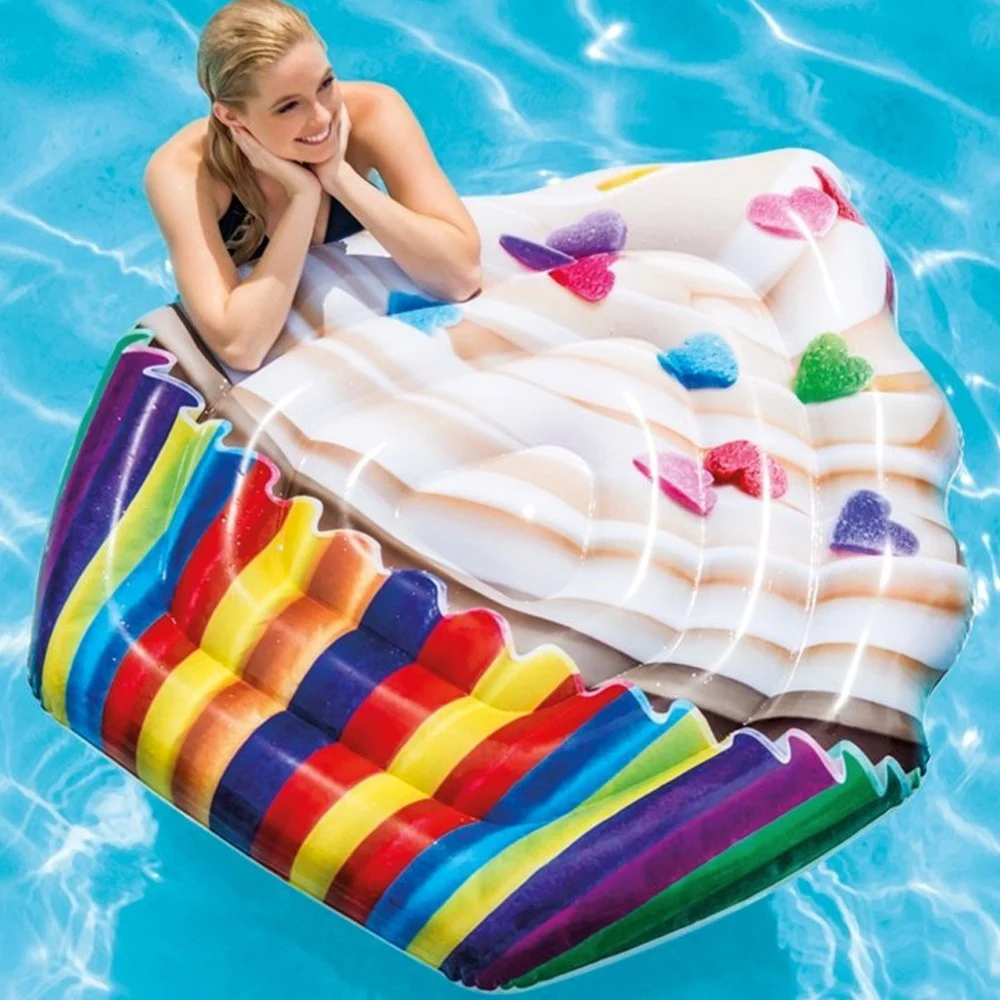 MATERASSINO ISOLA GONFIABILE STAMPA CUPCAKE IN PVC MARE PISCINA 142X135CM - TrAdE Shop Traesio