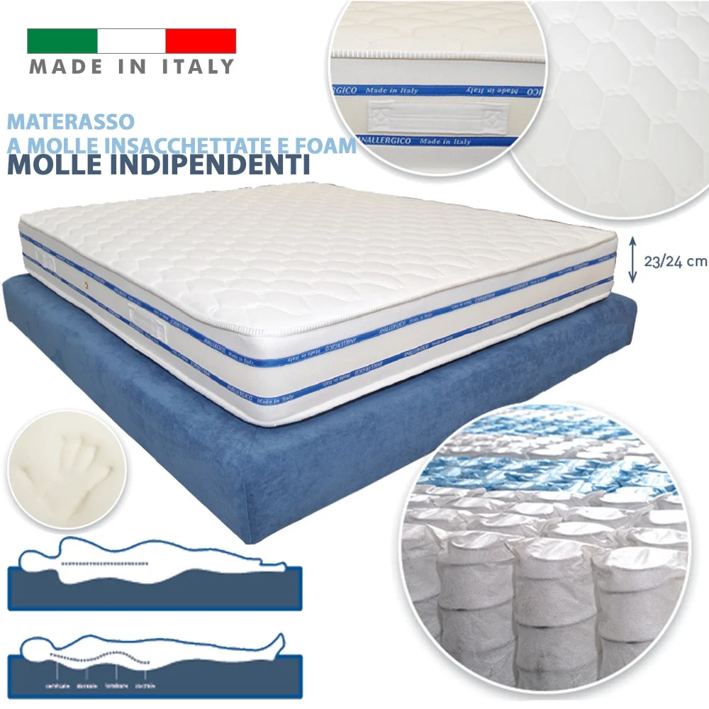 MATERASSO ZONE DIFFERENZIATE A MOLLE INDIPENDENTI INSACCHETTATE E FOAM ALTO 24CM - TrAdE Shop Traesio