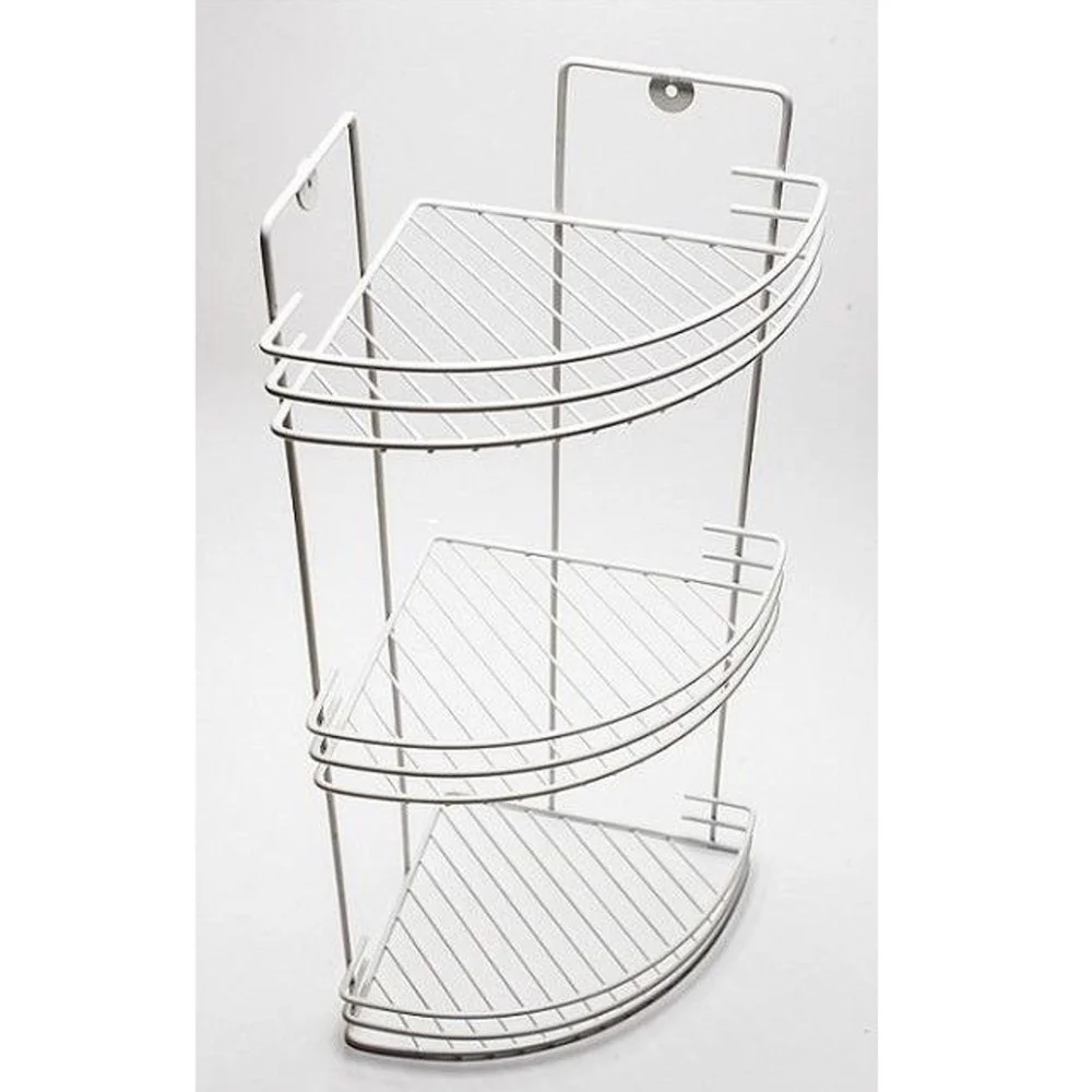 MENSOLA DA BAGNO ANGOLARE A 3 LIVELLI RIPIANI METALLO BIANCA 59X22X22CM - TrAdE Shop Traesio