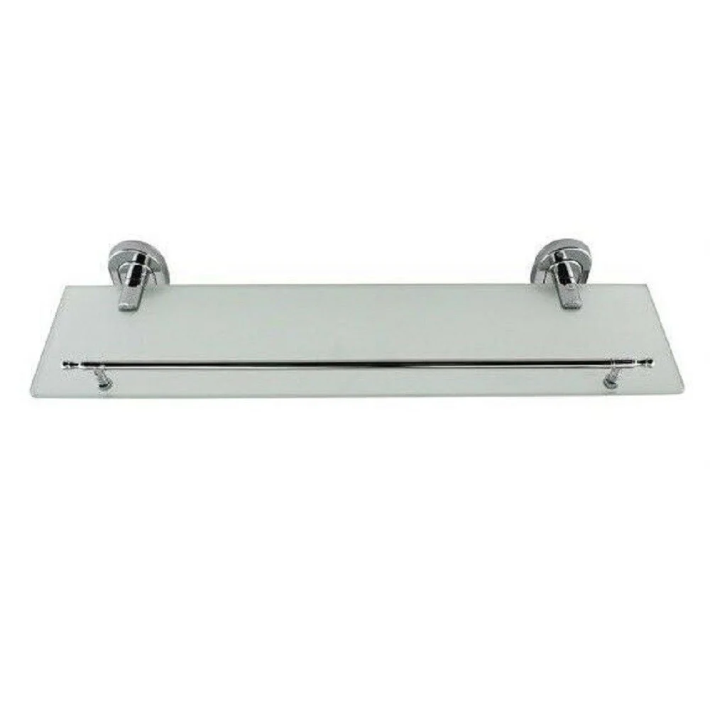 MENSOLA IN VETRO PER BAGNO ACCIAIO SATINATO FISSAGGIO A PARETE MURO 50CM 69198 - Cleafe