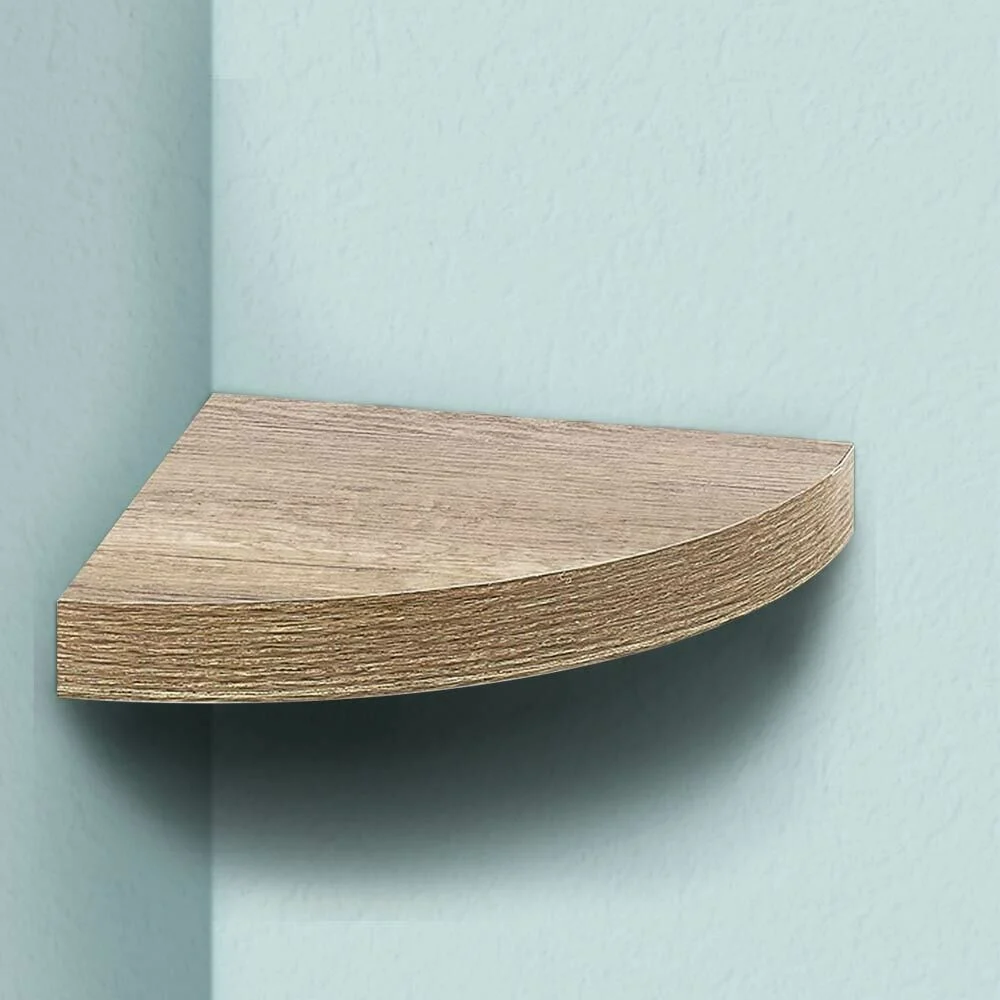MENSOLA PARETE ANGOLARE SCAFFALE RIPIANO AD ANGOLO IN LEGNO MDF ROVERE 24 X 4 CM - TrAdE Shop Traesio