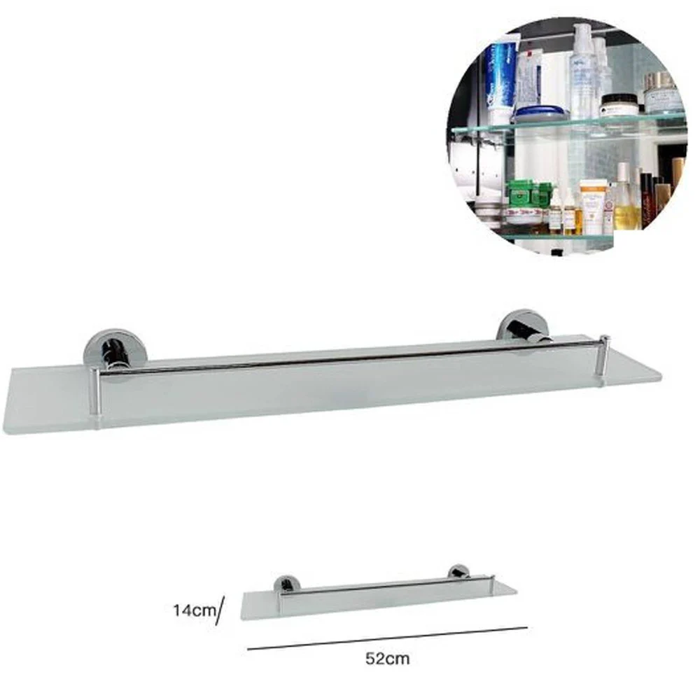 MENSOLA VETRO PER BAGNO IN ACCIAIO 50x15CM CON FISSAGGIO A PARETE MURO ELLITTICA - TrAdE Shop Traesio