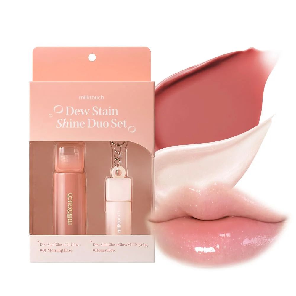 Milk Touch gloss labbra Dew Stain Shine Duo Set 01 Morning Haze Honeydew - MILKTOUCH