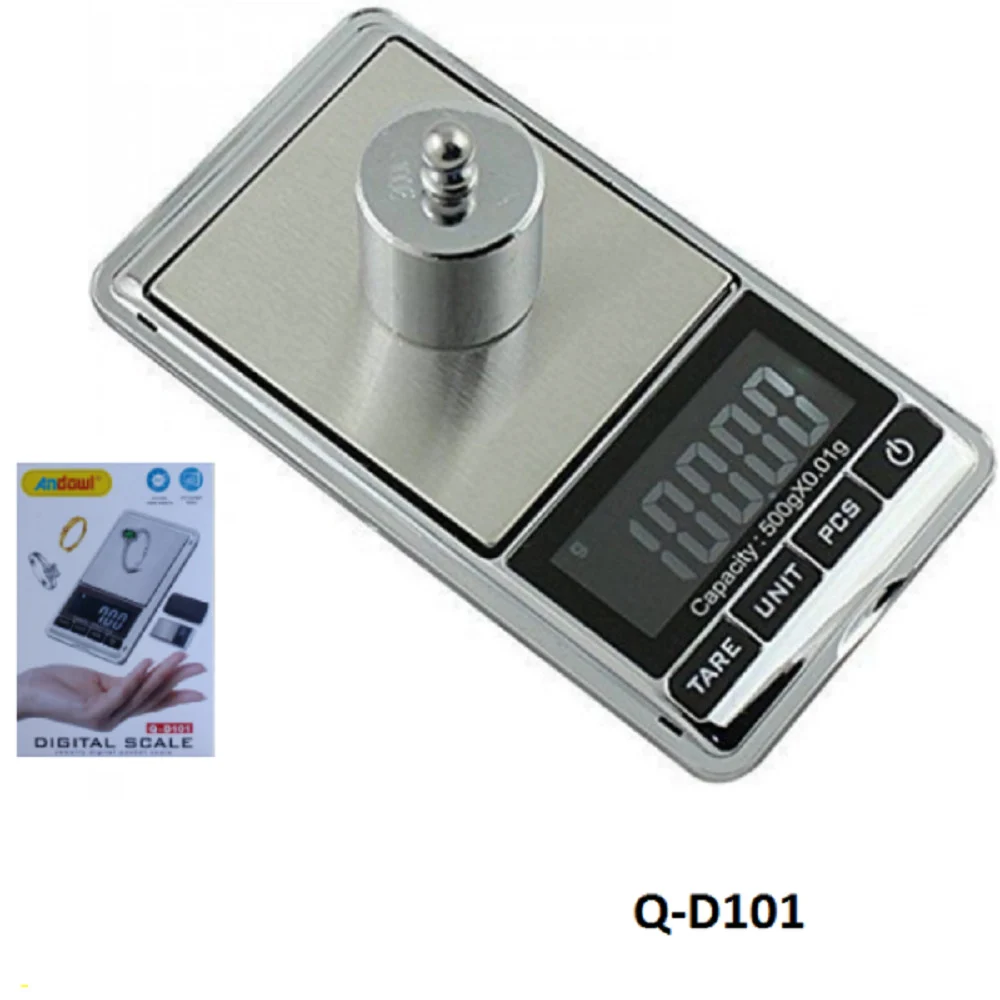 MINI BILANCIA TASCABILE DIGITALE 0,01 G 500 G DISPLAY LCD RETROILLUMINATO Q-D101