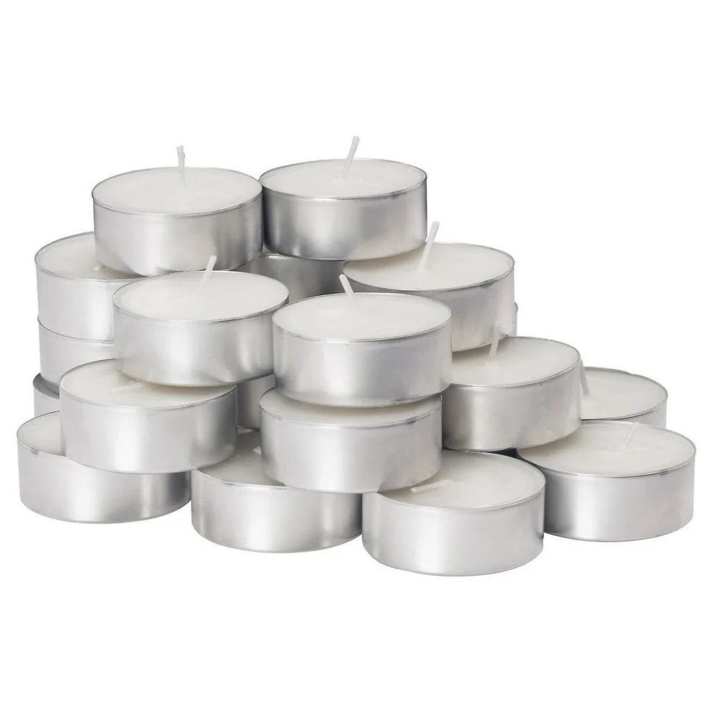 MINI CANDELE LUMINI BIANCO TEALIGHT 100PZ IN CERA NATURALE DURATA 3,5 ORE - TrAdE Shop Traesio