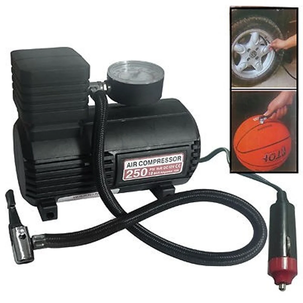 MINI COMPRESSORE AD ARIA PORTATILE CASA VIAGGI AUTO HOBBIES AC/DC 12V/220W 250PS - TrAdE Shop Traesio
