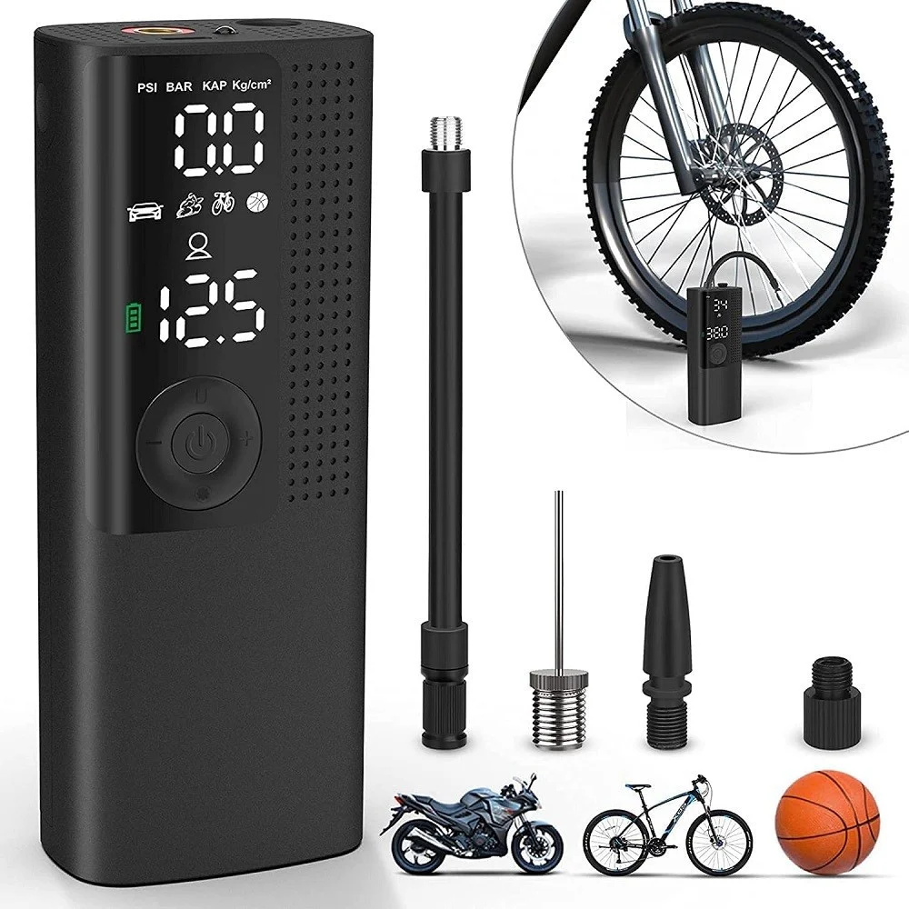 MINI COMPRESSORE PORTATILE POMPA ELETTRICA ARIA DISPLAY LCD MOTO AUTO BICI PALLA - TrAdE Shop Traesio