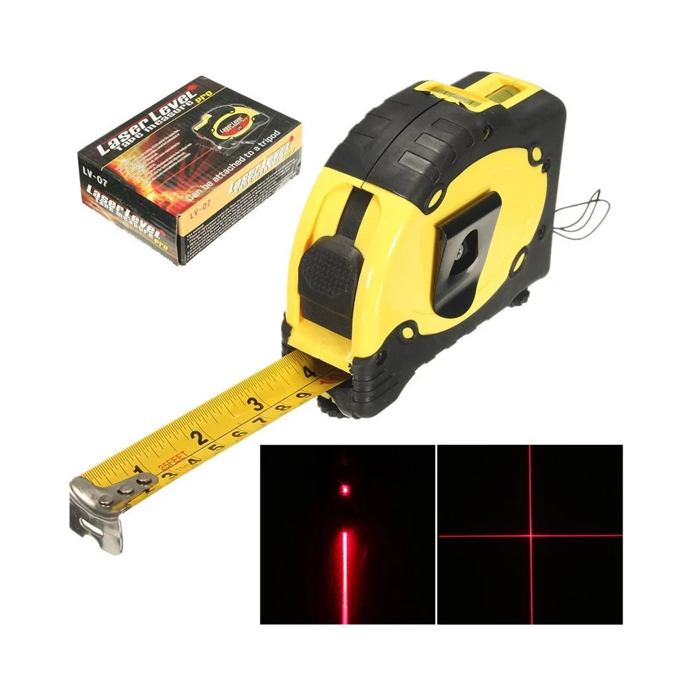 MINI LIVELLA LASER DI PRECISIONE CON METRO INCORPORATO CON 3 BATTERIE - TrAdE Shop Traesio