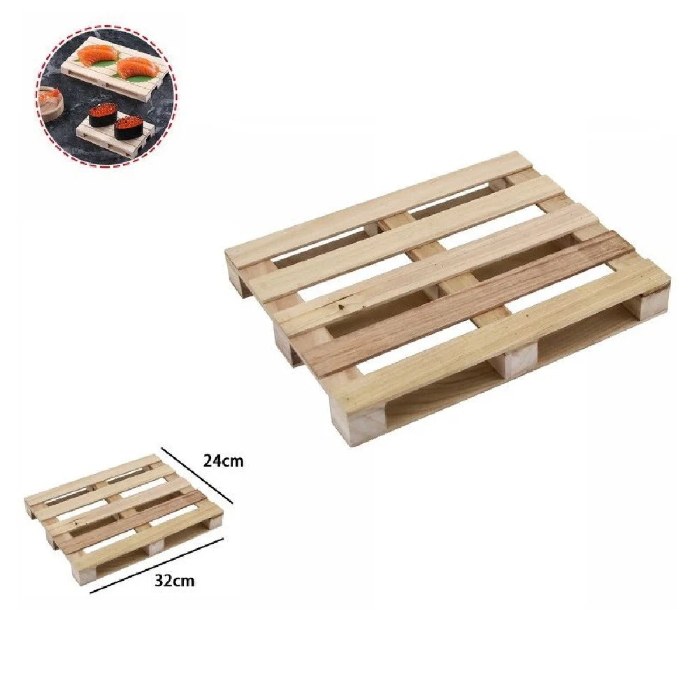 MINI PALLET DI LEGNO BANCALE VASSOIO PIATTO BUFFET FINGER FOOD 32 X 24 CM 74035A - TrAdE Shop Traesio