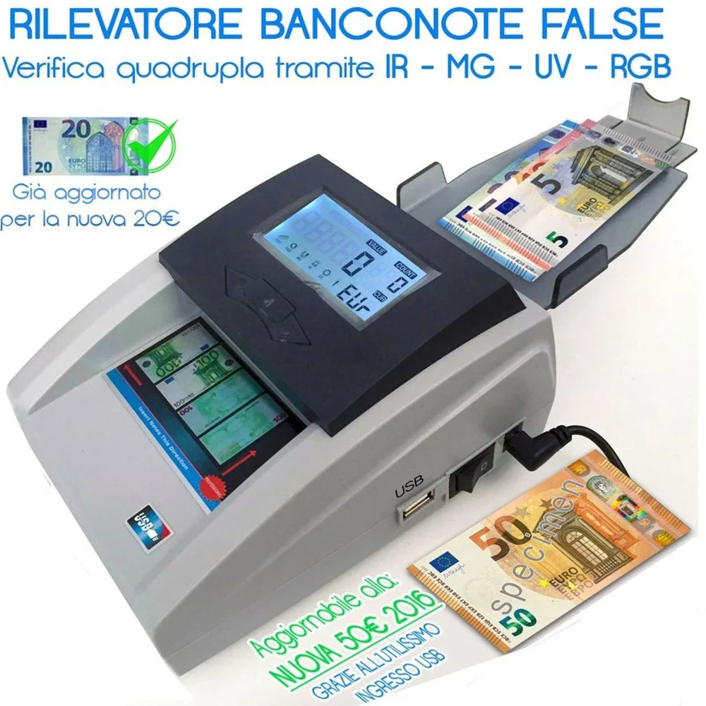 MINI RILEVATORE DI BANCONOTE FALSE EURO DETECTOR PER NEGOZIO CASA UFFICIO HS8989 - TrAdE Shop Traesio