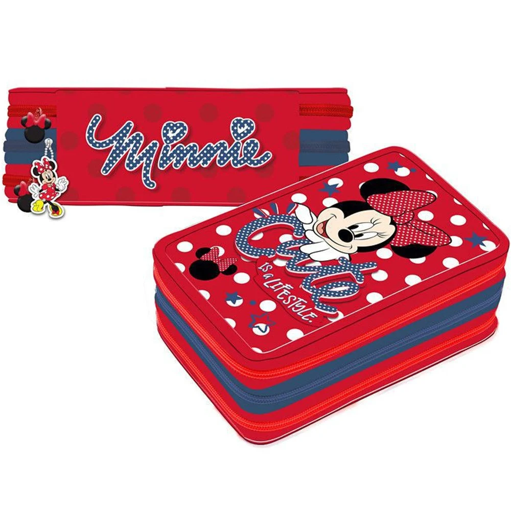 MINNIE MOUSE IS A LIFE STYLE ASTUCCIO 3 ZIP CERNIERE PORTAPASTELLI MATITE SCUOLA - TrAdE Shop Traesio