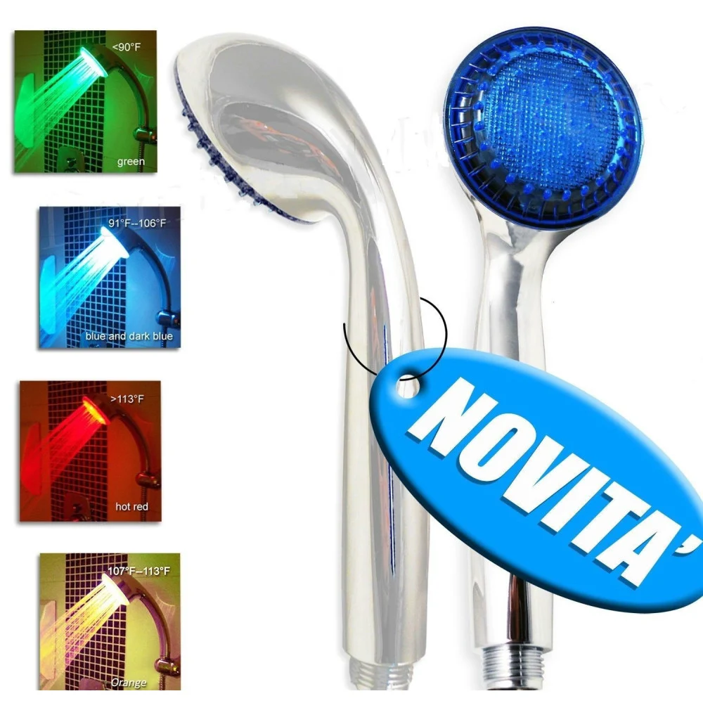 MISCELATORE DOCCIA INDICAZIONE TERMICA A LED 4 COLORI CROMOTERAPIA SOFFIONE - TrAdE Shop Traesio