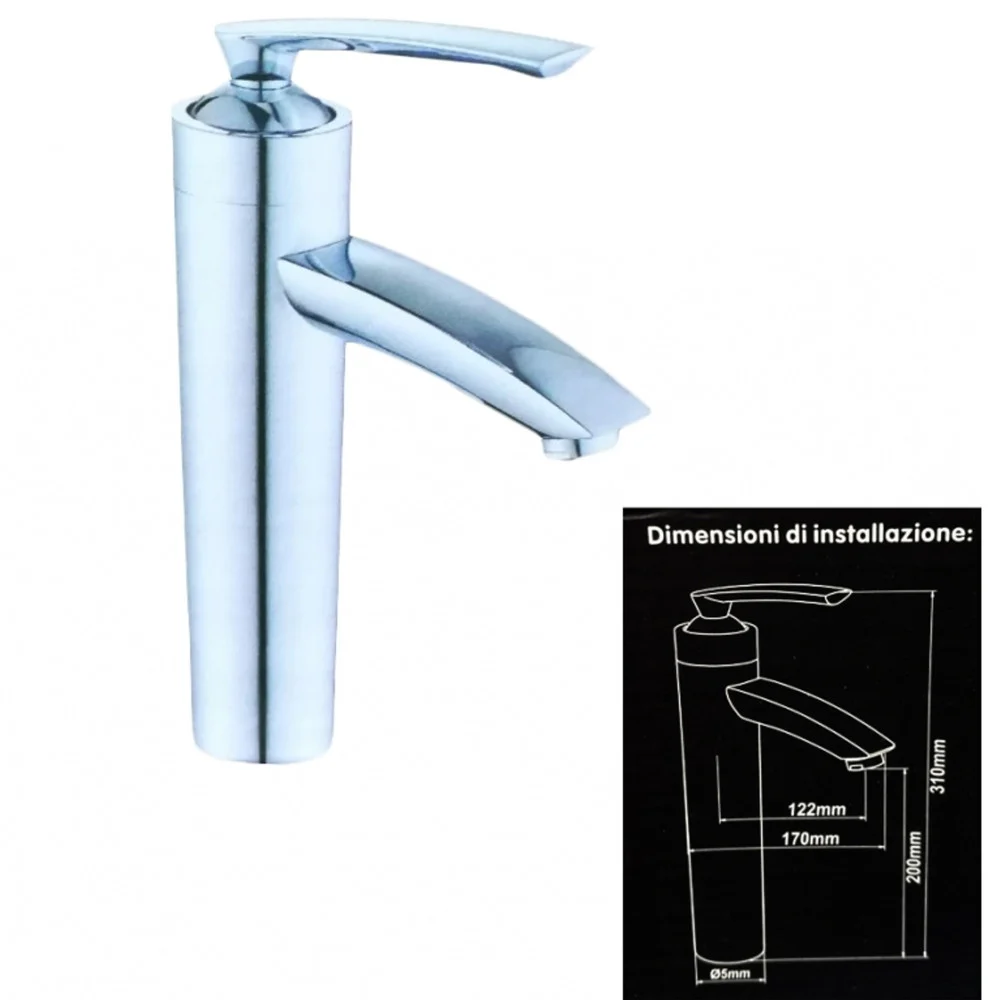 MISCELATORE RUBINETTO ACCIAIO PER LAVABO LAVANDINO BIDET MONOFORO MONOCOMANDO - TrAdE Shop Traesio