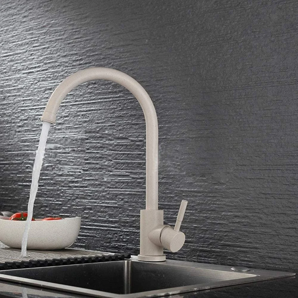 MISCELATORE RUBINETTO LAVELLO CUCINA CANNA ALTA AVENA FRAGRANITE MARRONE BEIGE - TrAdE Shop Traesio