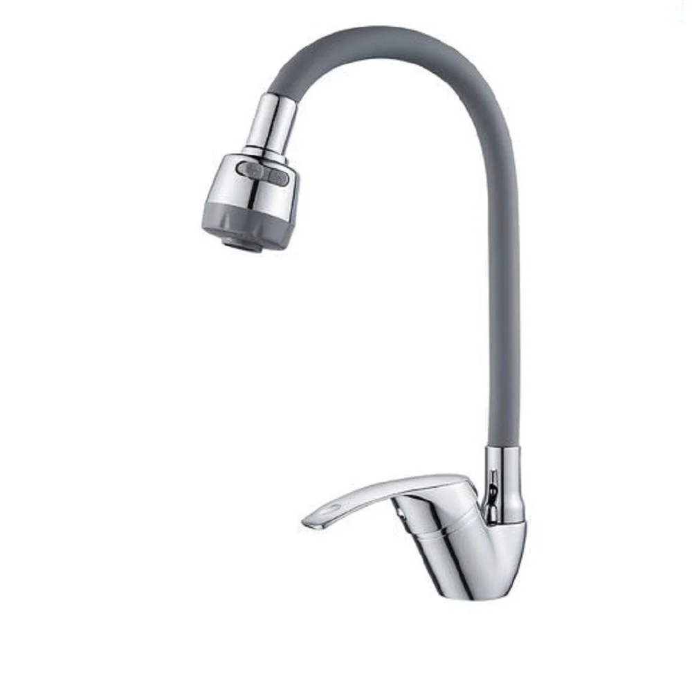 MISCELATORE RUBINETTO LAVELLO CUCINA CANNA FLESSIBILE ROMPIGETTO GRIGIO 79914 - Cleafe