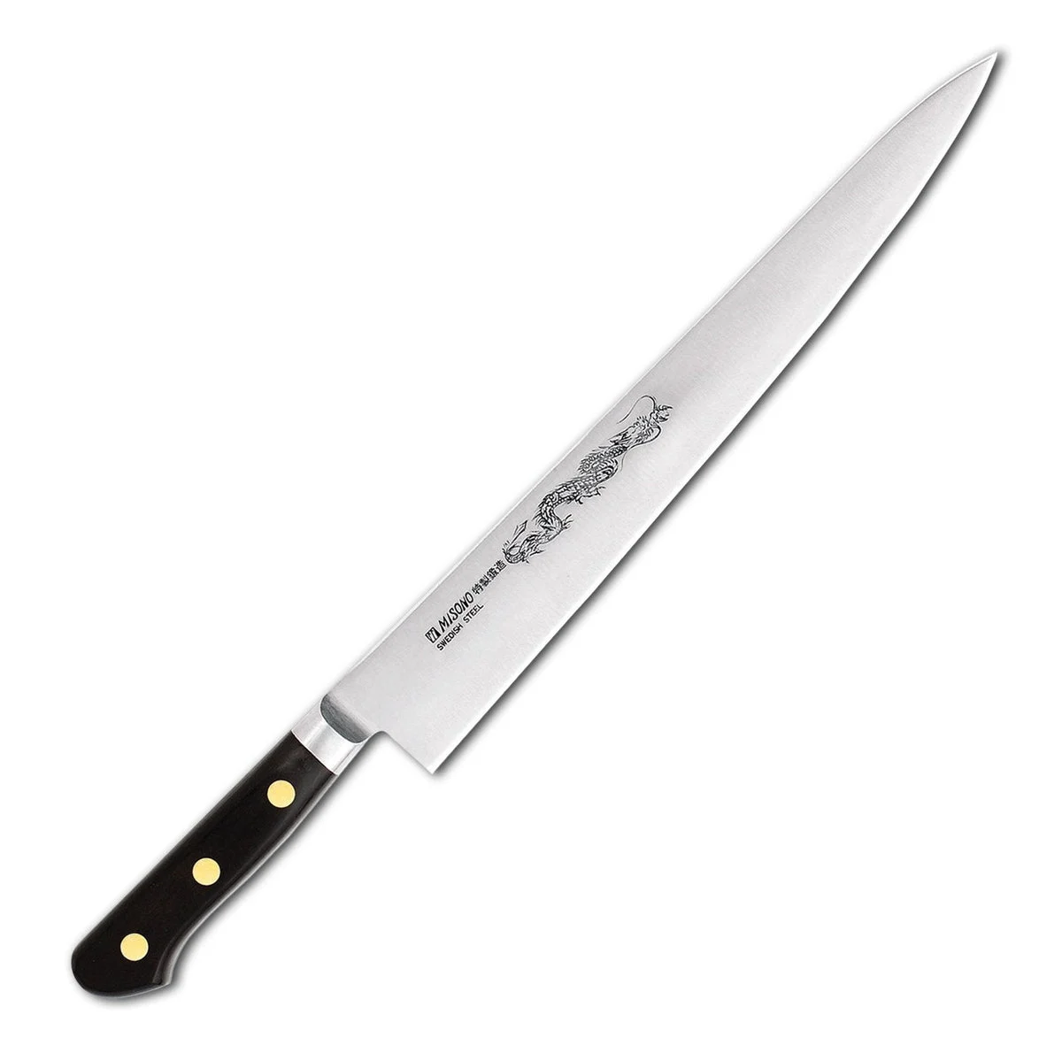Misono Coltello da Slicing in Acciaio Svedese 24cm No121M Incisione Drago
