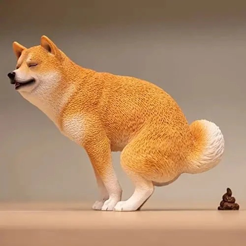 MMOS Shiba Inu Pooping Dog Statue Decorative Figurine Model No. 001 Color Brown - WAFUU JAPAN