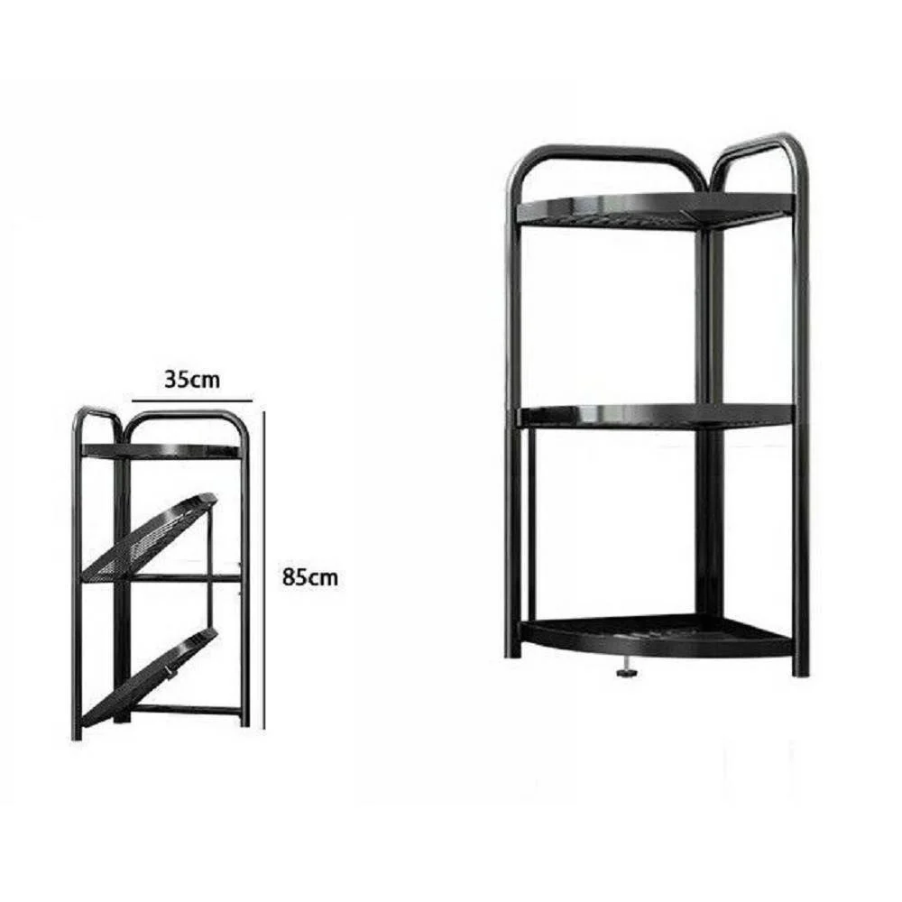 MOBILE MOBILETTO ANGOLARE METALLO NERO 3 RIPIANI PORTATUTTO REGOLABILE SCARPE 71026 - TrAdE Shop Traesio