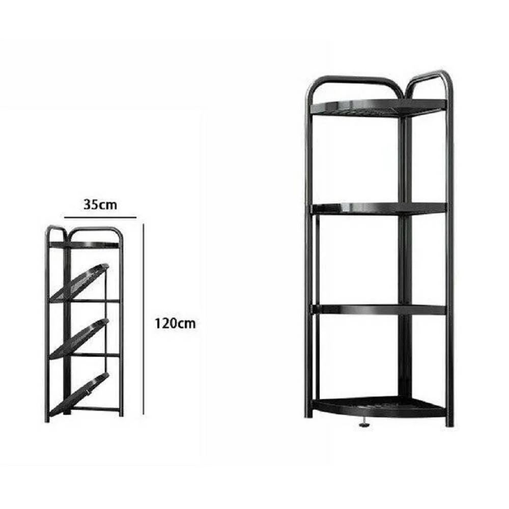 MOBILE MOBILETTO ANGOLARE METALLO NERO 4 RIPIANI PORTATUTTO REGOLABILE SCARPE 71027 - TrAdE Shop Traesio