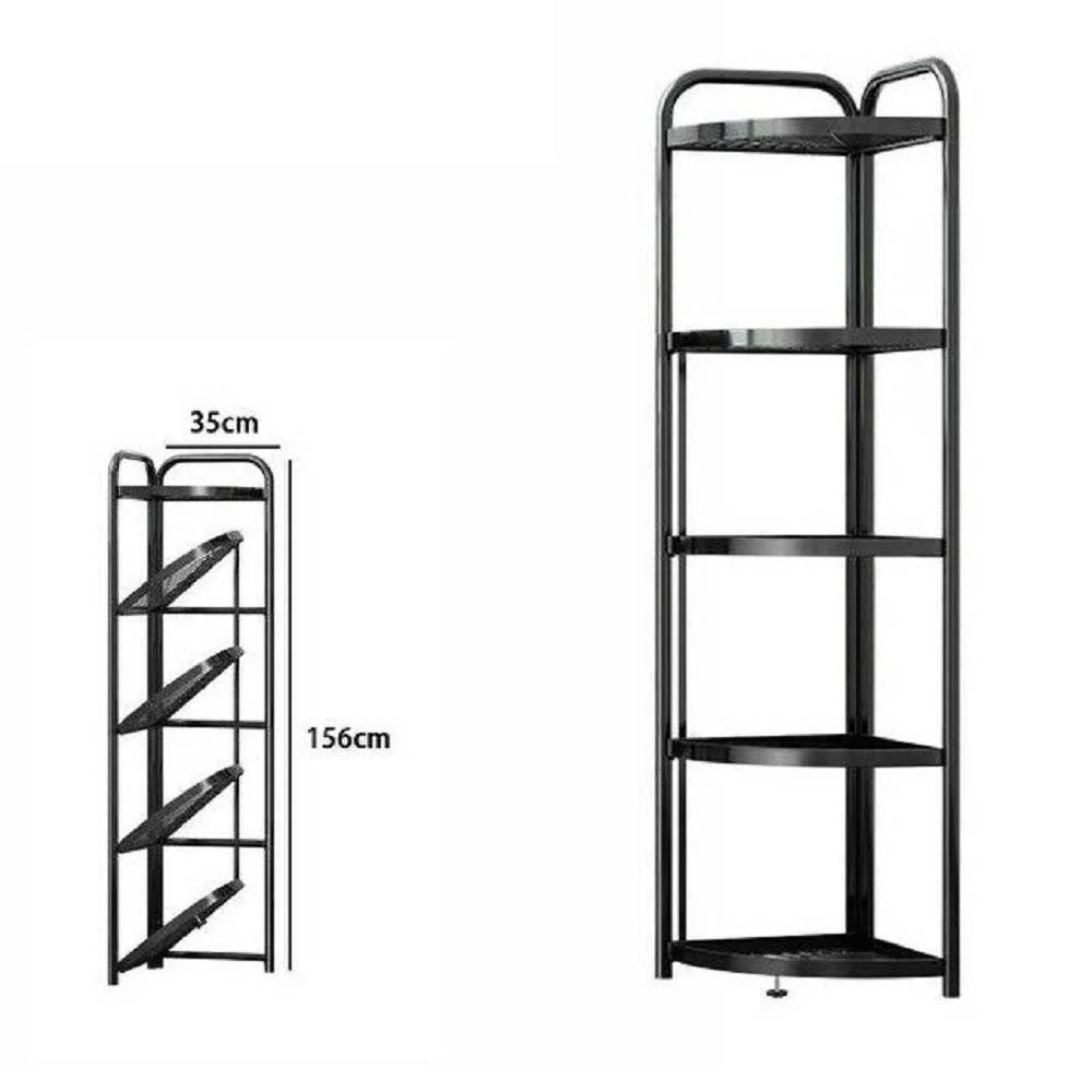 MOBILE MOBILETTO ANGOLARE METALLO NERO 5 RIPIANI PORTATUTTO REGOLABILE SCARPE 71028 - TrAdE Shop Traesio