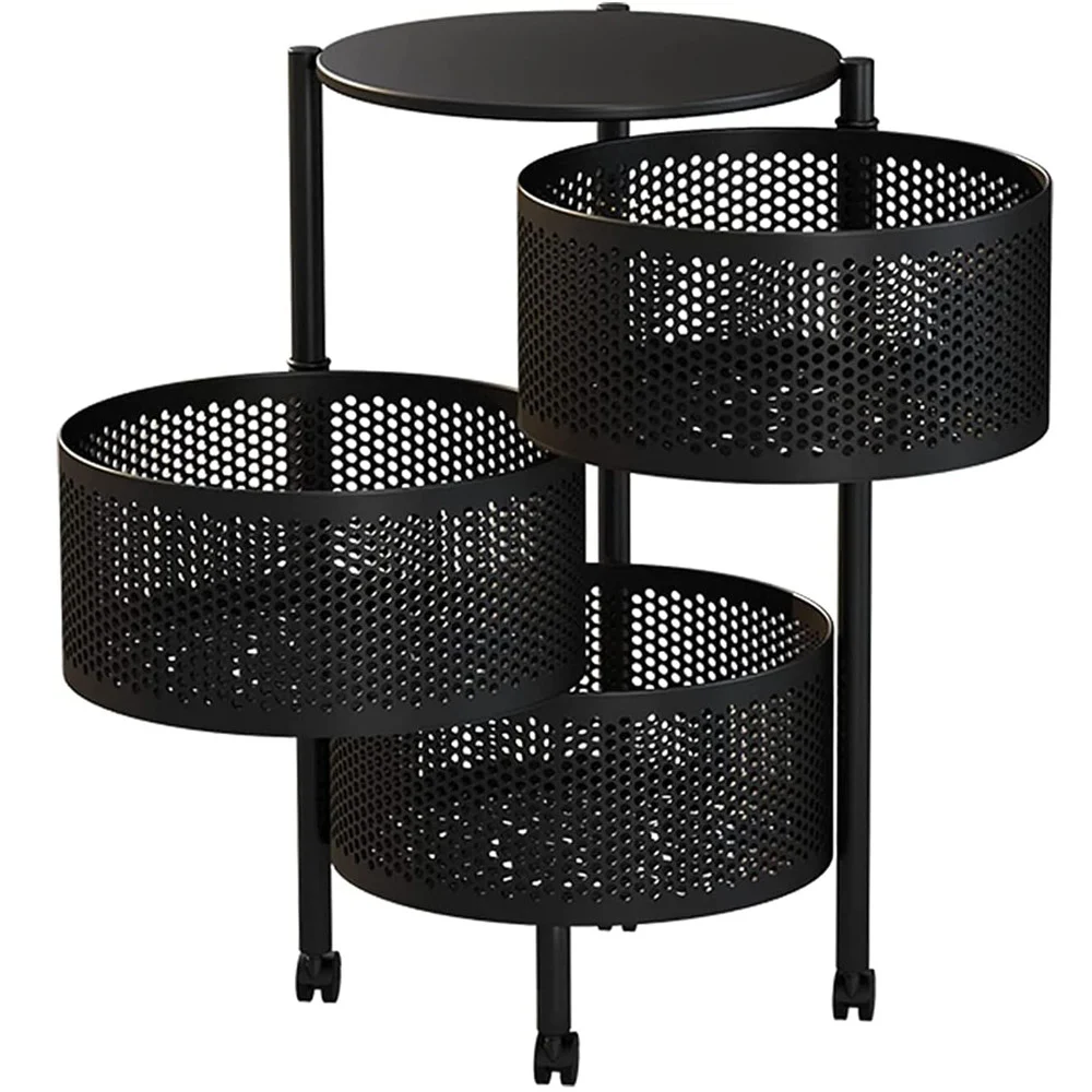 MOBILE MOBILETTO TAVOLINO METALLO NERO 3 SCOMPARTI PORTATUTTO REGOLABILE 30x60CM - TrAdE Shop Traesio