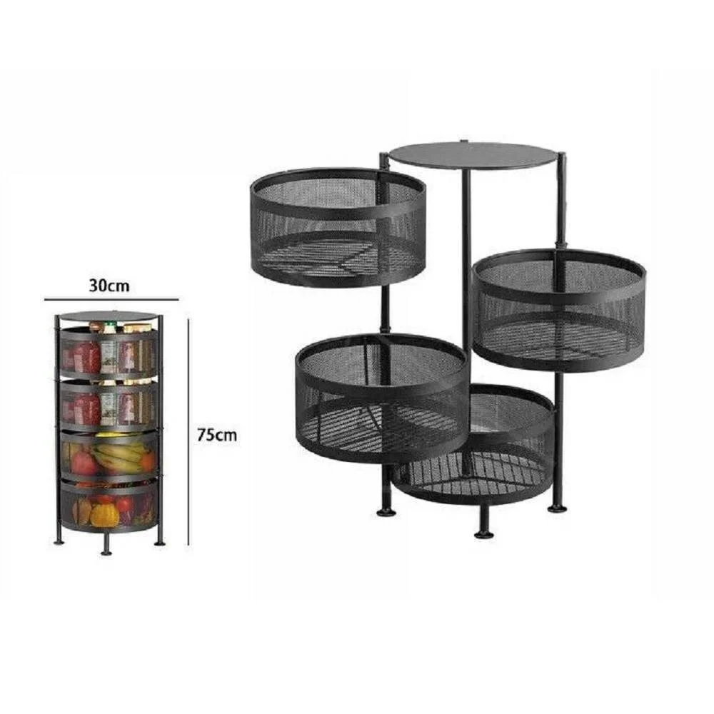MOBILE MOBILETTO TAVOLINO METALLO NERO 4 SCOMPARTI PORTATUTTO REGOLABILE 71025 - TrAdE Shop Traesio