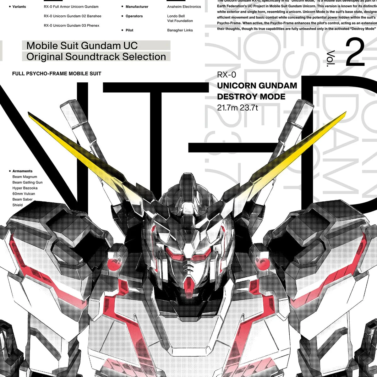 Mobile Suit Gundam UC Colonna Sonora Originale Selezione Vol 2 Vinile Colorato Edizione Limitata - WAFUU JAPAN