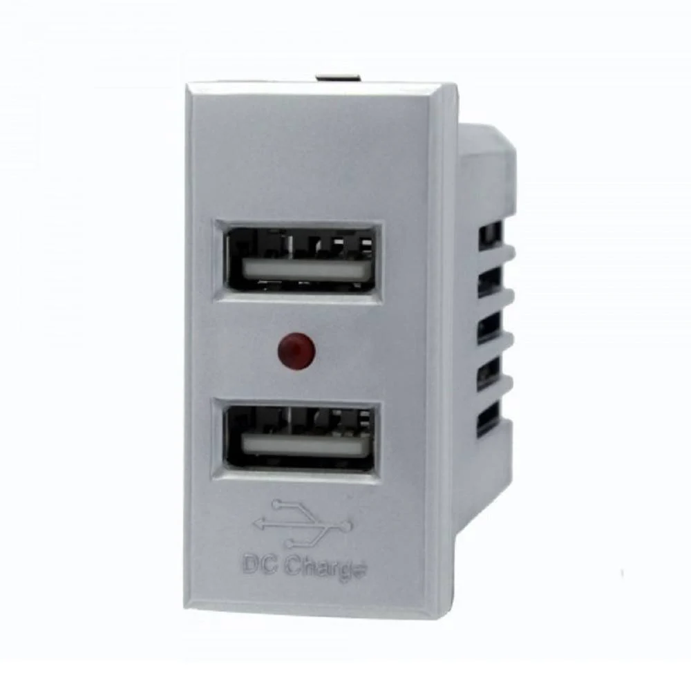 MODULO PRESA CARICATORE USBX2 5V 2,1A GRIGIO SILVER COMPATIBILE BTICINO AXOLUTE - TrAdE Shop Traesio