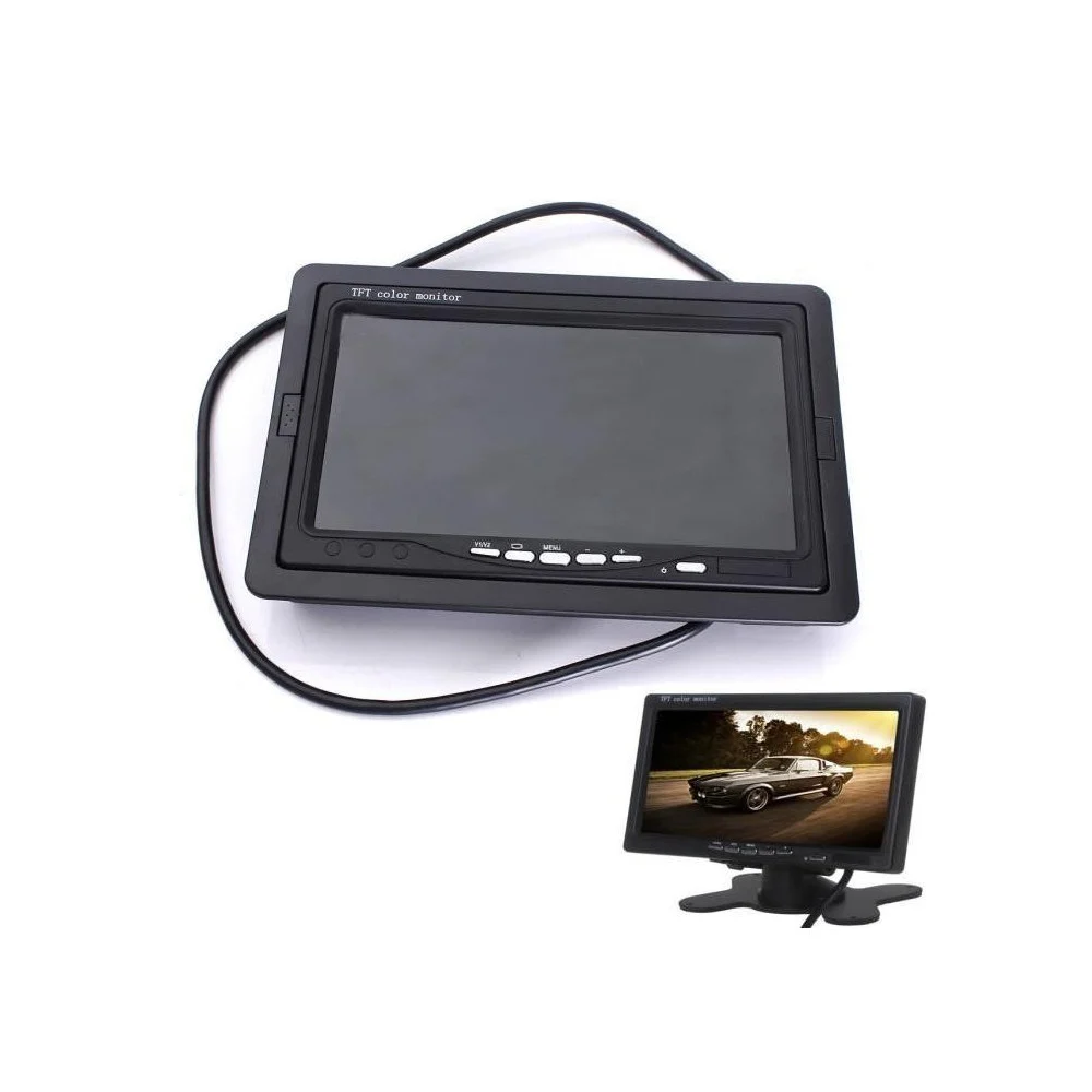 MONITOR LCD 7'' POLLICI 2 INGRESSI VIDEO TFT POGGIATESTA AUTO RETROMARCIA STAFFA - TrAdE Shop Traesio