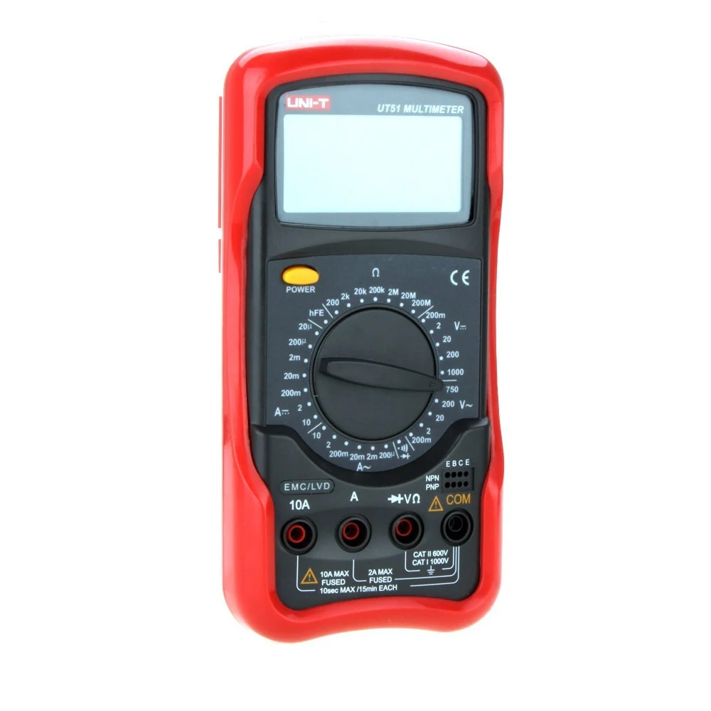 MULTIMETRO DIGITALE TESTER PROFESSIONALE VOLT AMPERE OHM MISURA PUNTALI UT-51