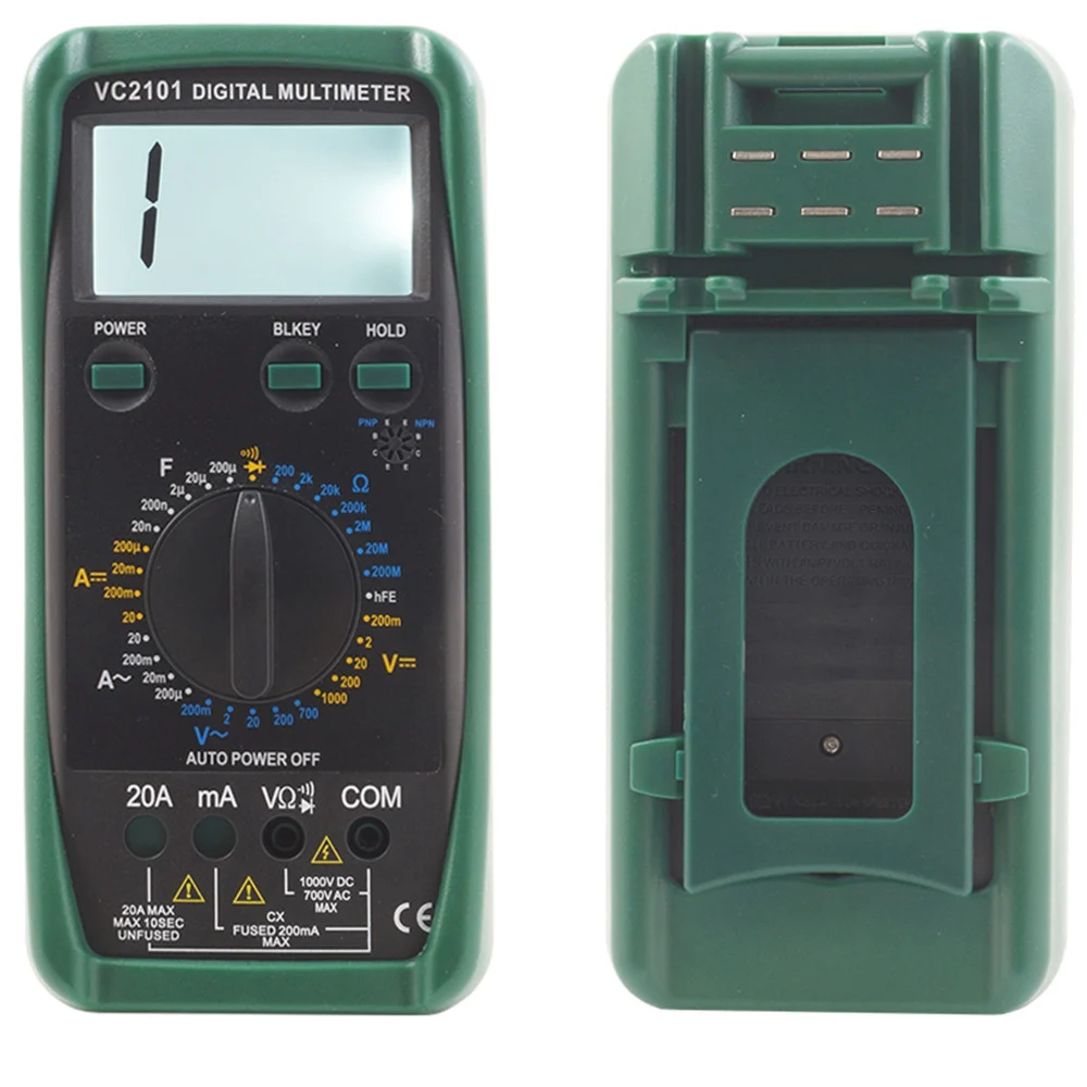 MULTIMETRO DIGITALE TESTER PROFESSIONALE VOLT AMPERE VOLTMETRO 20A LCD VC2101 - TrAdE Shop Traesio