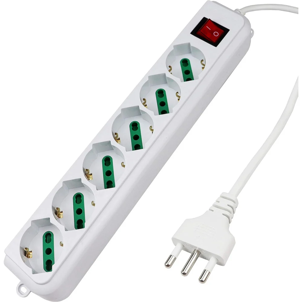 MULTIPRESA CIABATTA ELETTRICA A 6 POSTI CON PROTEZIONE SOVRACCARICO 250V 2500W - TrAdE Shop Traesio