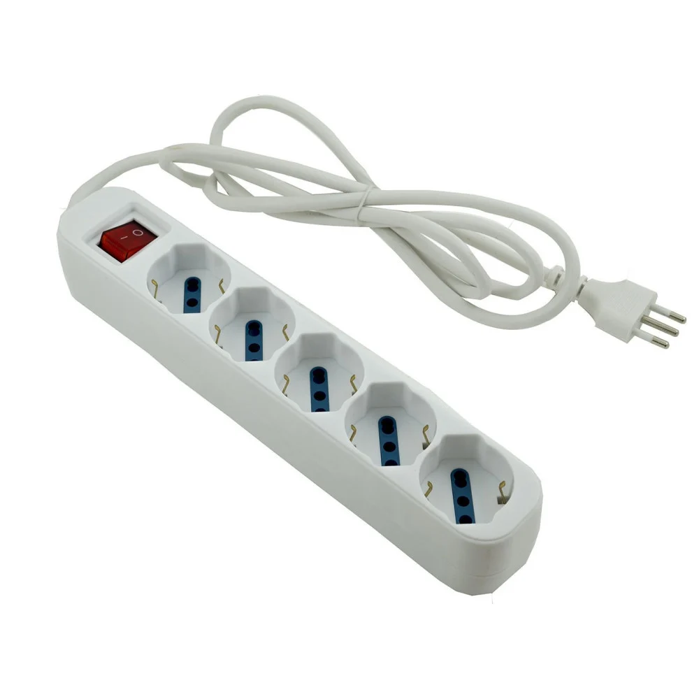 MULTIPRESA ELETTRICA CIABATTA 5 INGRESSI BIPASSO SCHUKO 10 16A INTERRUTTORE - TrAdE Shop Traesio