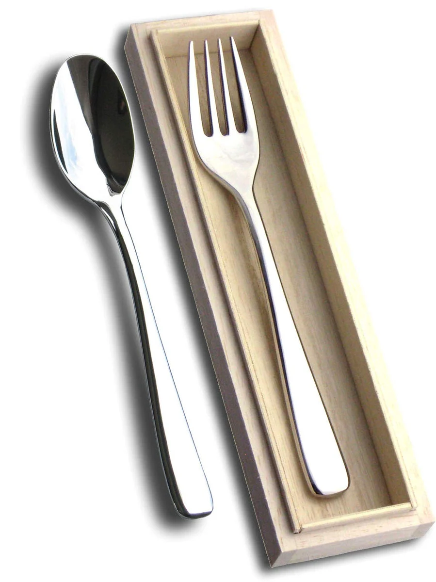 Nagao MIGAKI Curry Spoon & Pasta Fork Set 18/8 Stainless Wooden Box Made in Japan