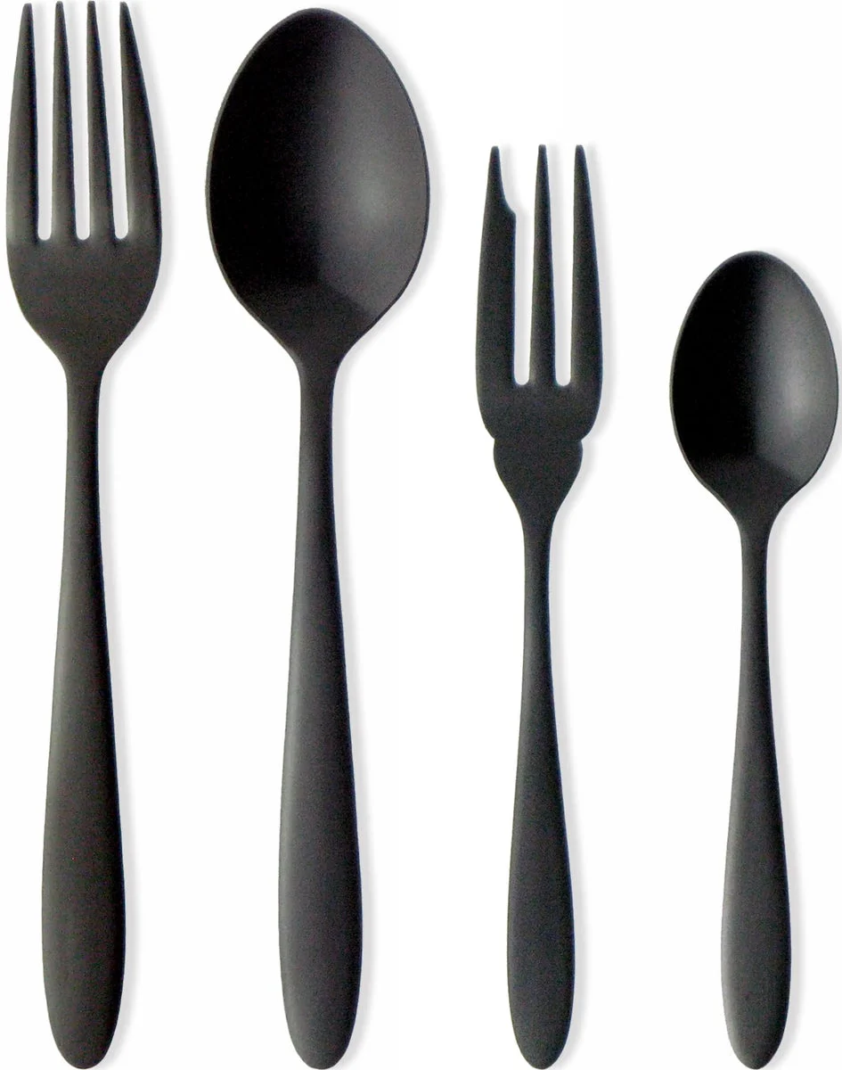 Nagao Set posate da tavola 4 pezzi acciaio inox 18/0 nero opaco Made in Japan