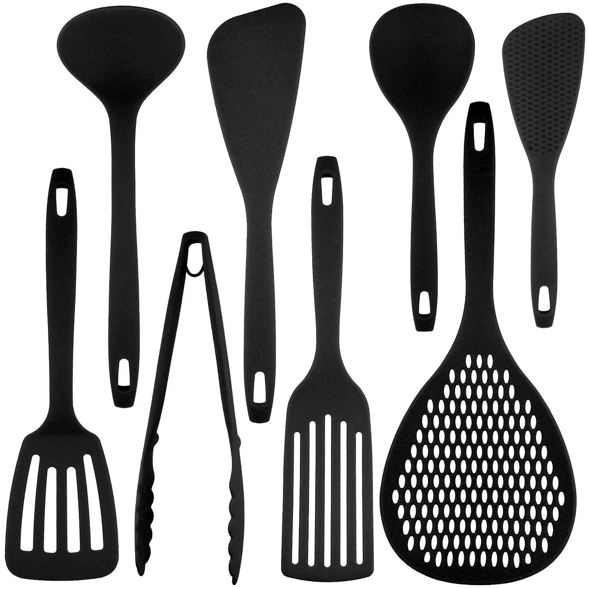 Nagao Set di Utensili da Cucina 8 Pezzi Nylon Nero Made in Japan