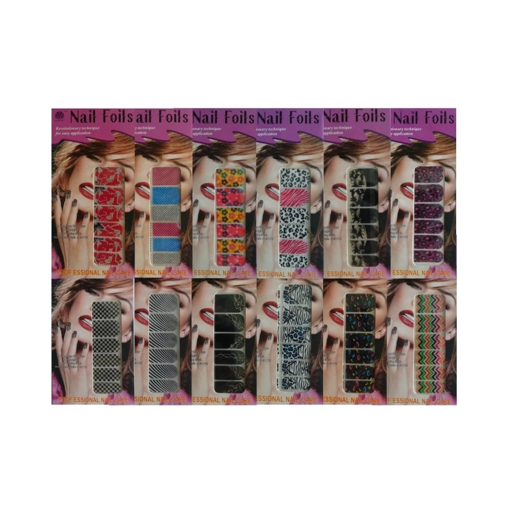 NAIL ART PATCH 48 STICKERS DECORAZIONE ADESIVA PER UNGHIE NO SMALTO FOILS NAILS - TrAdE Shop Traesio