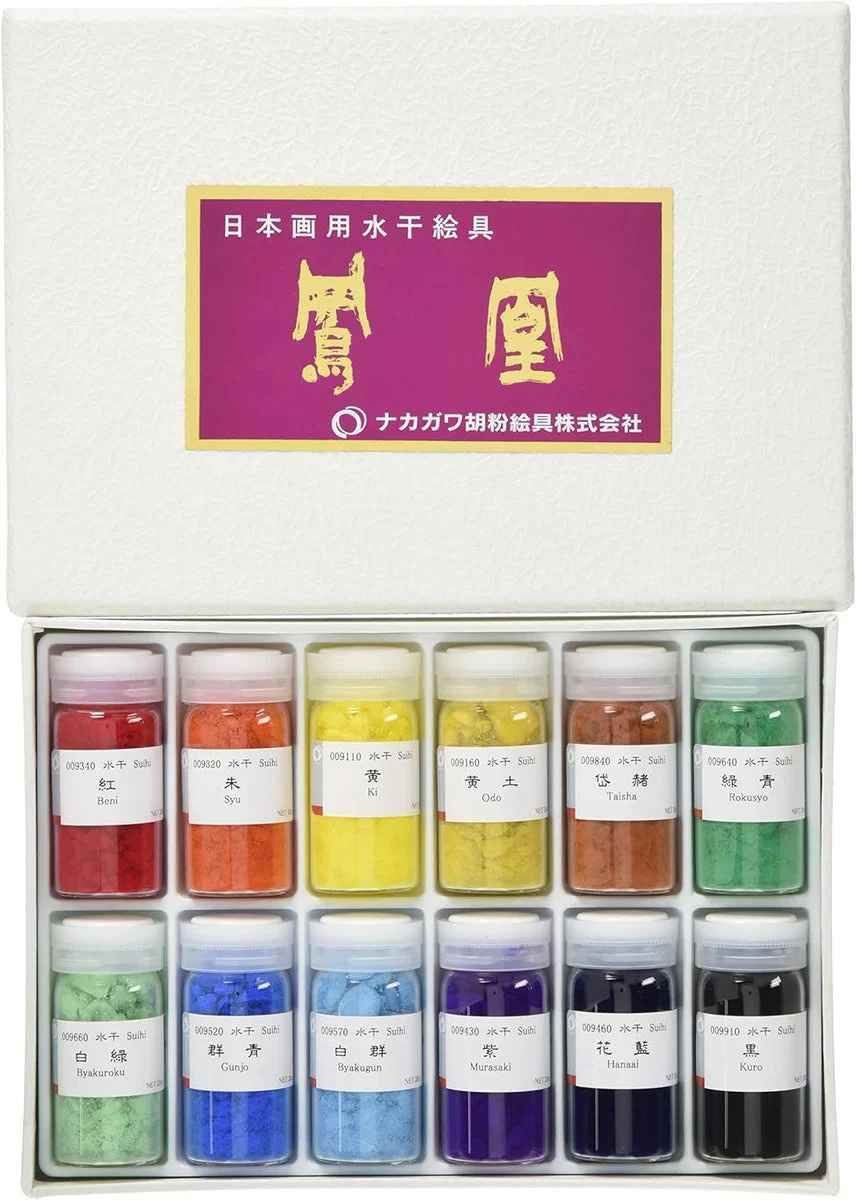 Nakagawa Gofun pigmenti per pittura giapponese set Mizuhiki Houou 12 colori - WAFUU JAPAN
