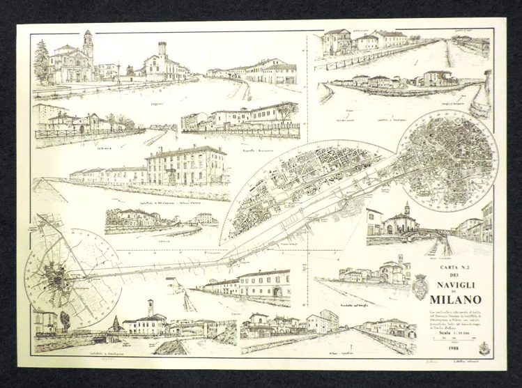 carta – i navigli di milano n. 2 – naviglio grande, da castelletto di abbiategrasso a milano (1988) - Arredamento marinaresco