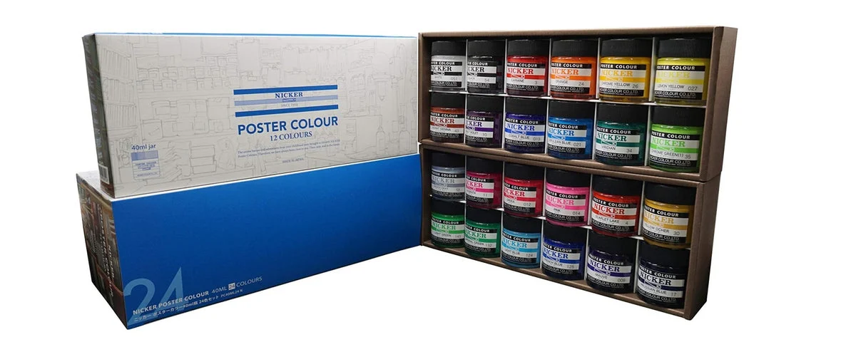 Nicker Set di Acquerelli e Colori a Poster 24 Colori 40ml PC40ML24N